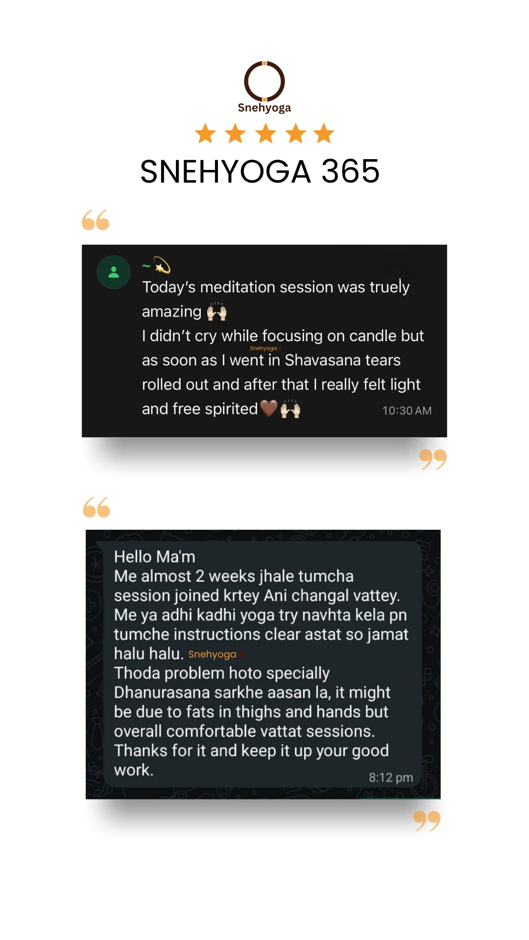 Snehyoga Student Testimonial 4